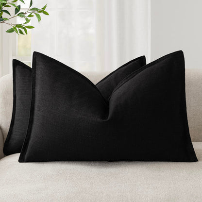 Foindtower Linen Solid Decorative Throw Pillow Covers 20x20 Natural Beige