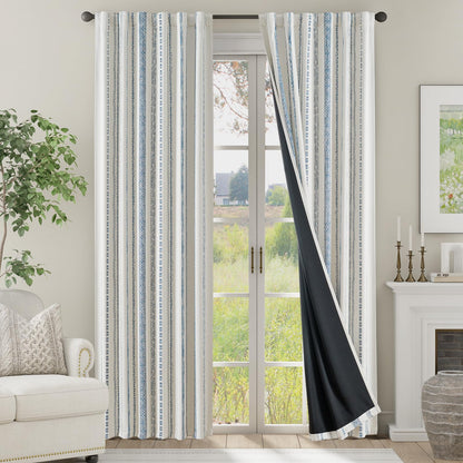 jinchan Boho Blackout Curtains 63 Inch Length Moon Phase Printed Drapes