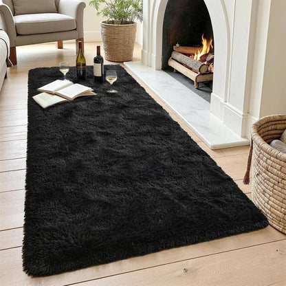 Noahas 2x6 Black Fluffy Soft Runner Rug Non-Slip for Bedroom Dorm Hallway