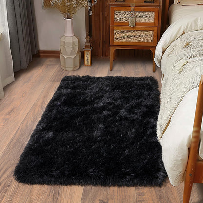 Ultra Soft Runner Rugs for Bedroom Hallways with Upgraded Non-Slip Rubber Backing & Thick Memory Sponge, 2x6 Feet Fluffy Shag Throw Area Rug for Bedside Dorm Dark Grey