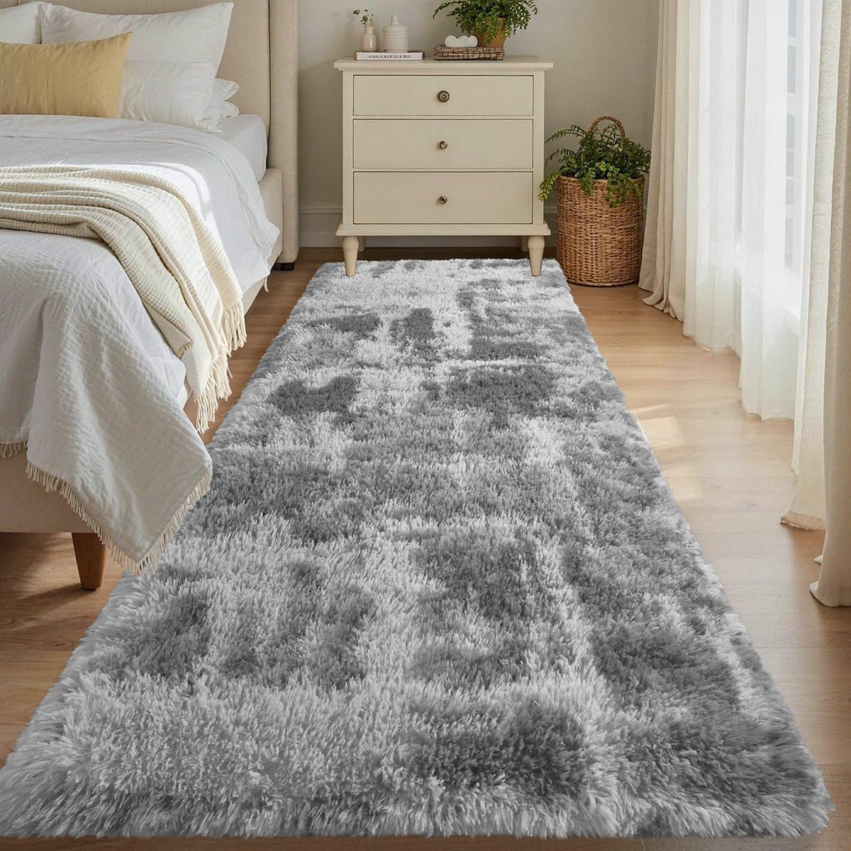Noahas 2x6 Black Fluffy Soft Runner Rug Non-Slip for Bedroom Dorm Hallway