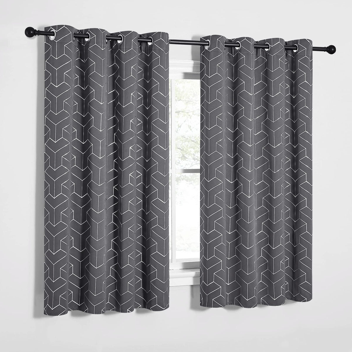 NICETOWN Grey Blackout Striped Pattern Curtains for Living Room, 52 x 84