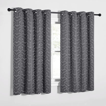 NICETOWN Grey Blackout Striped Pattern Curtains for Living Room, 52 x 84