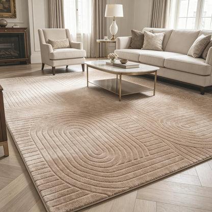 Beige Solid Area Rug 8x10, Washable Rugs for Living Room Bedroom