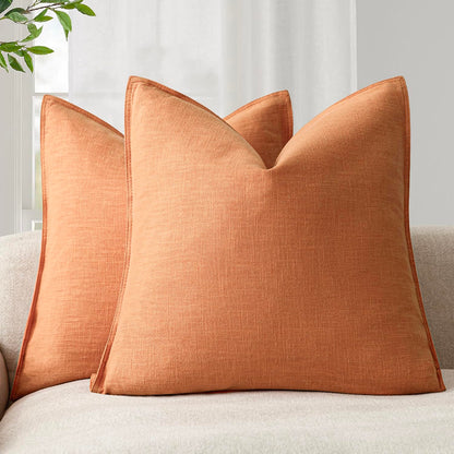 Foindtower Linen Solid Decorative Throw Pillow Covers 20x20 Natural Beige