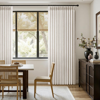 MIULEE Pinch Pleated Linen Curtains 90 Inches Long 2 Panels Natural