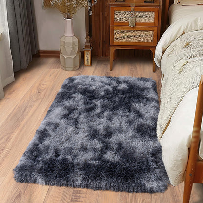 Ultra Soft Runner Rugs for Bedroom Hallways with Upgraded Non-Slip Rubber Backing & Thick Memory Sponge, 2x6 Feet Fluffy Shag Throw Area Rug for Bedside Dorm Dark Grey