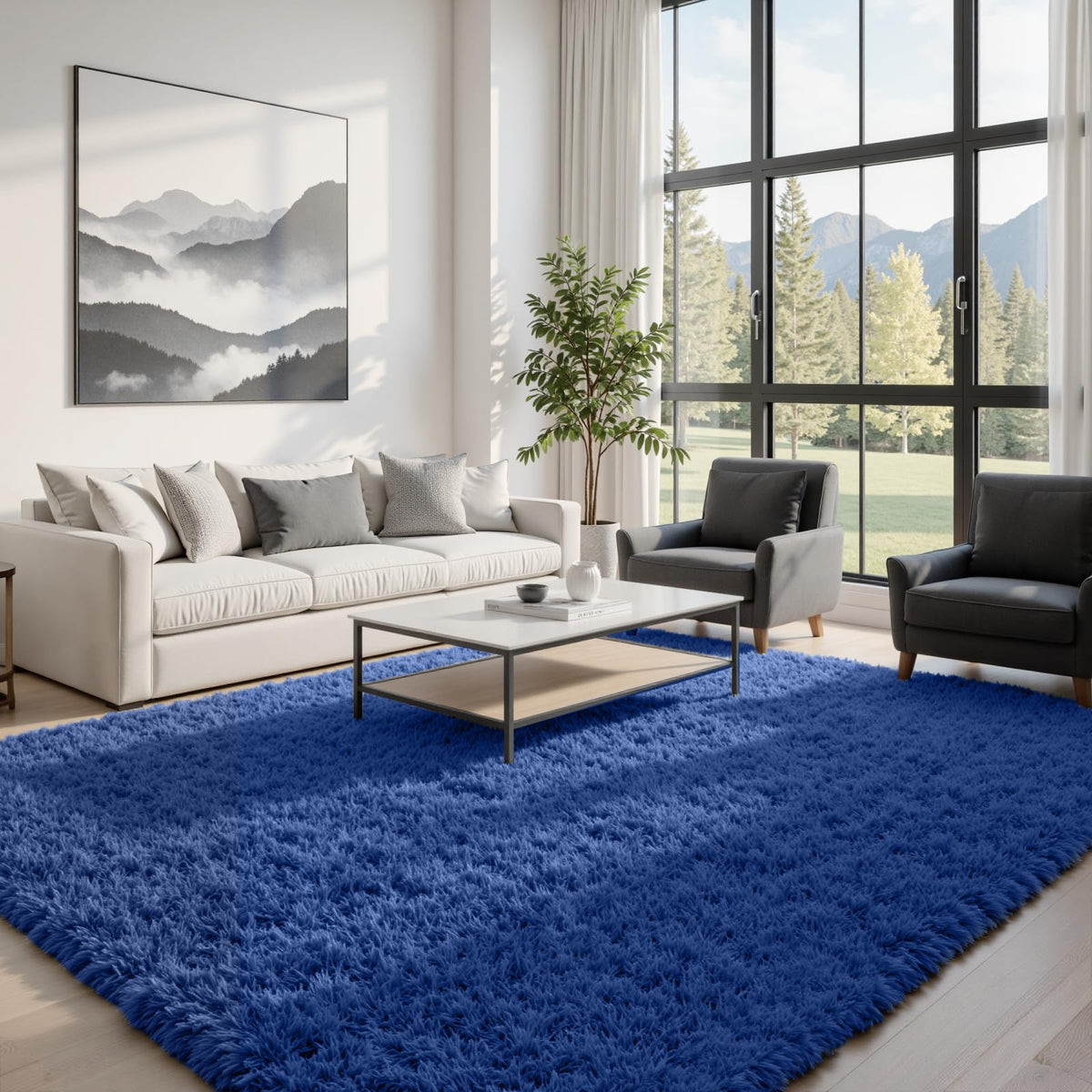 8x10 Fluffy Shag Area Rugs for Living Room Bedroom: Soft Plush Carpet Grey