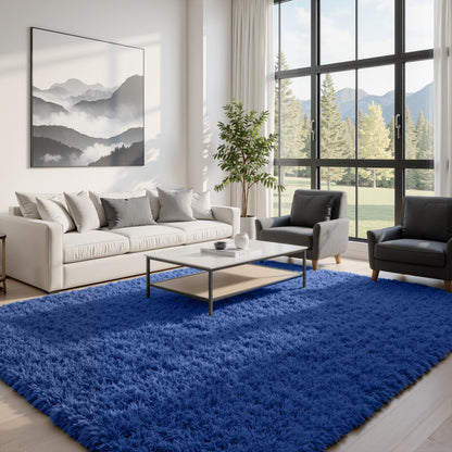 8x10 Fluffy Shag Area Rugs for Living Room Bedroom: Soft Plush Carpet Grey