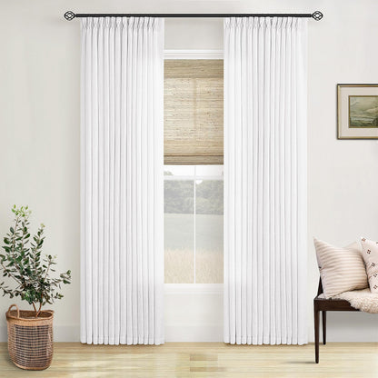 TWODRAPES Natural Pinch Pleated Linen Semi Sheer 84 Inch Curtains 2 Panels