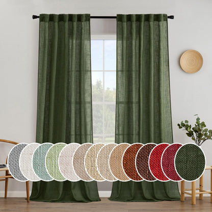 MIULEE Natural White Linen Curtains 52x84 Inch Long for Bedroom Living Room