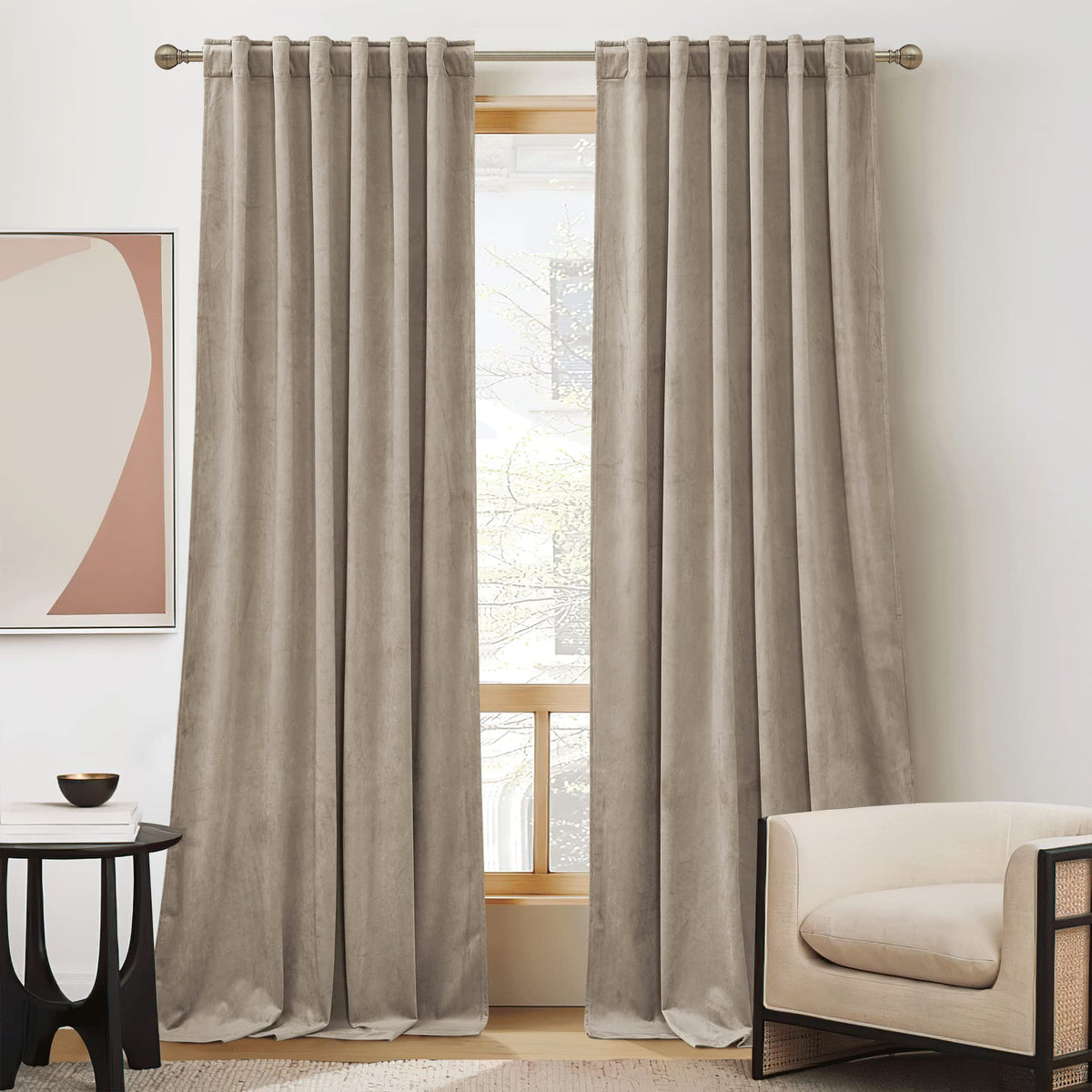 RYB HOME Blue Velvet Blackout Curtains for 84 inches Bedroom Living Room