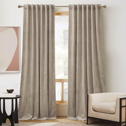 RYB HOME Blue Velvet Blackout Curtains for 84 inches Bedroom Living Room