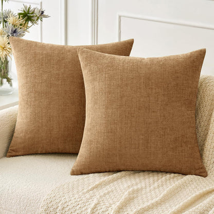MIULEE Soft Chenille Throw Pillow Covers Sage Green 18x18 Inch Pack of 2