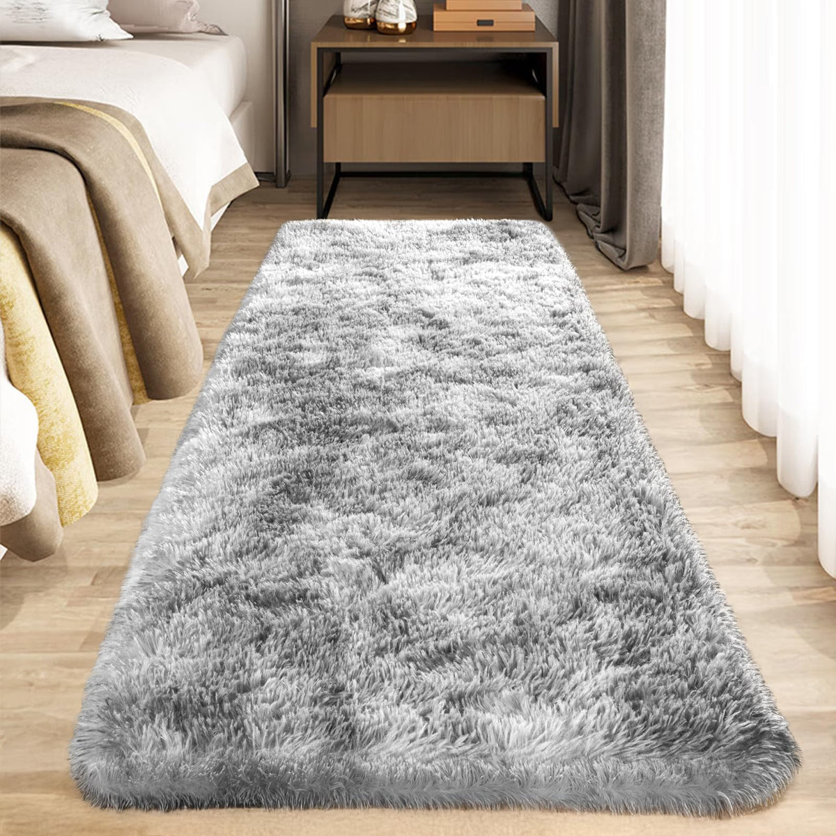 Zentavio 5x8 Area Rugs for Bedroom Fluffy Rugs for Living Room Carpet Large Fuzzy Soft Shag Aesthetic Plush High Pile Gray Throw Rug for Nursery Kids Room Dorm Waved Grey