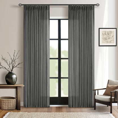 TWODRAPES Natural Pinch Pleated Linen Semi Sheer 84 Inch Curtains 2 Panels