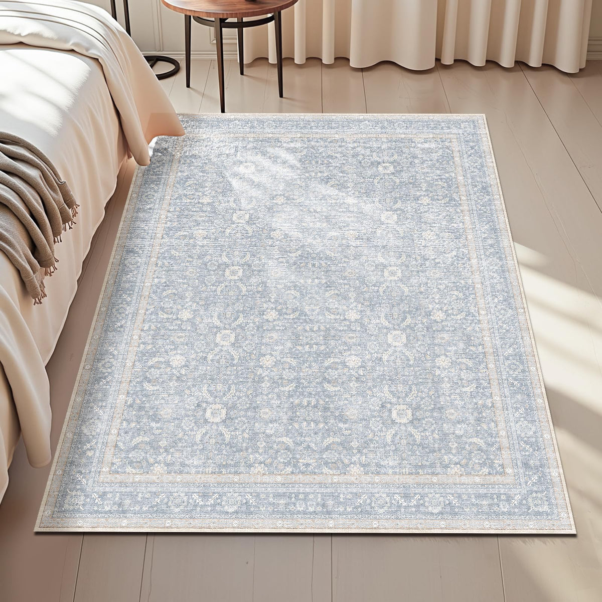 OPPODREAM Vintage Blue Area Rugs 5x7, Washable Rug for Living Room