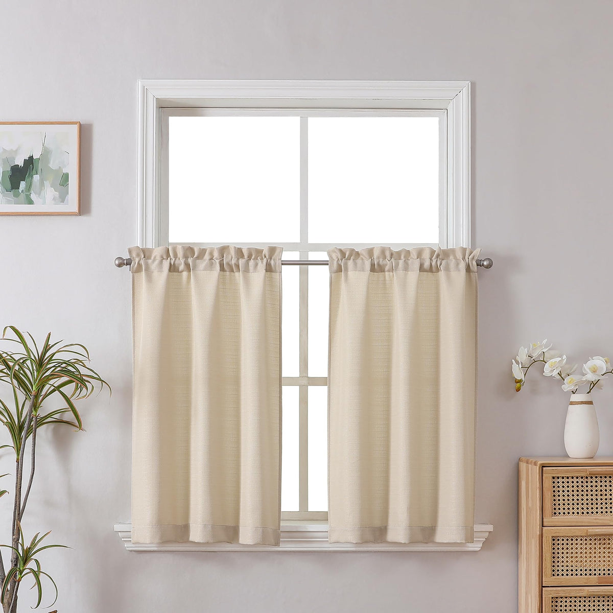 Chyhomenyc White Curtains 84 Inch Length 2 Panels 40Wx84L inches