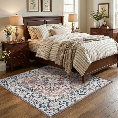 Lofus 5x7 Area Rugs for Living Room Bedroom, Soft Boho Carpet Floral Brown