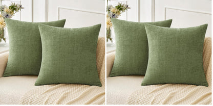 MIULEE Soft Chenille Throw Pillow Covers Sage Green 18x18 Inch Pack of 2