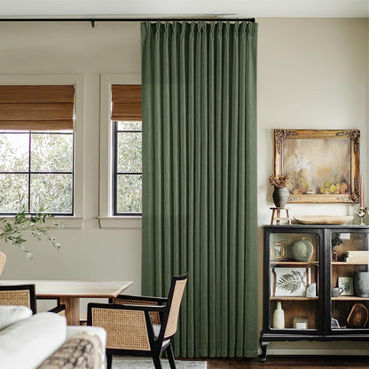 TWODRAPES Natural Pinch Pleated Linen Semi Sheer 84 Inch Curtains 2 Panels
