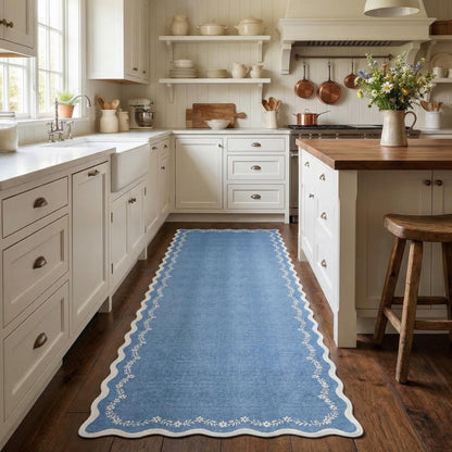 GarveeHome 5x7 Scalloped Area Rug Jute Washable Bedroom Living Room Rug