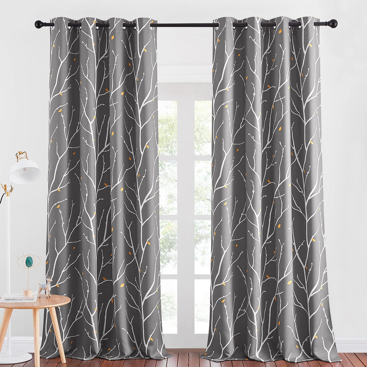 NICETOWN Grey Blackout Striped Pattern Curtains for Living Room, 52 x 84