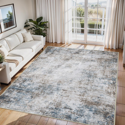 8x10 Area Rugs for Living Room Washable Bedroom Dining Room Blue Grey