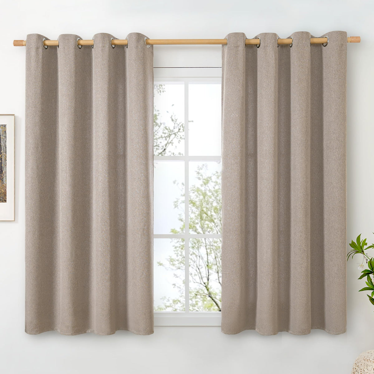 BGment Oatmeal Linen Curtains 84 Inch Length 2 Panels Set for Living Room