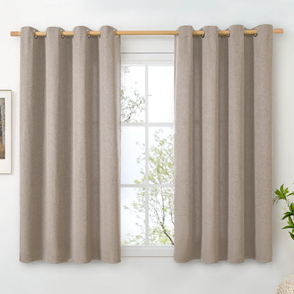 BGment Oatmeal Linen Curtains 84 Inch Length 2 Panels Set for Living Room