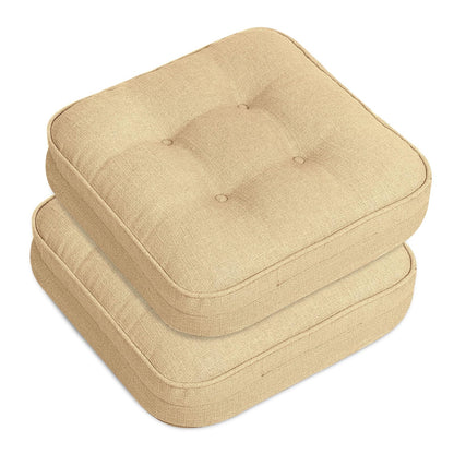 GOFORIT Chair Cushions,Tufted Shredded Memory Foam Chair Pads, Non-Slip Seat Cushions with Removable Cover, 16'' x 16'', Beige