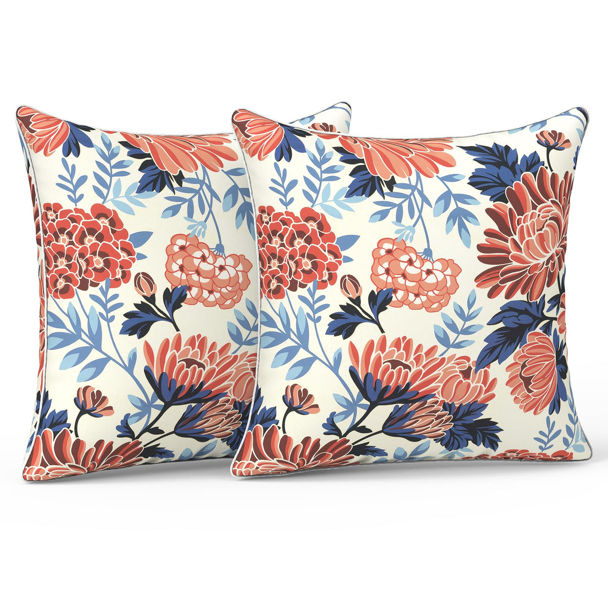 LVTXIII Set of 2 Patio Lumbar Pillows, 12" x 20" Fade Resistant Outdoor Lumbar Pillow with Inners, Fluffy Decorative Garden Lumbar Cushions for Home Patio Coach Sofa Use, Jacobean Black