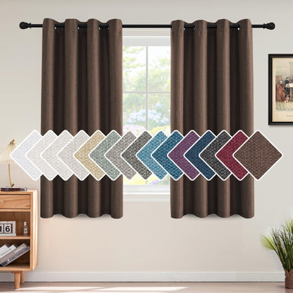H.VERSAILTEX Linen Blackout Curtain 84 Inches Long for Bedroom/Living Room Thermal Insulated Grommet Linen Look Curtain Drapes Primitive Textured Burlap Effect Window Drapes 1 Panel - Heather Ivory