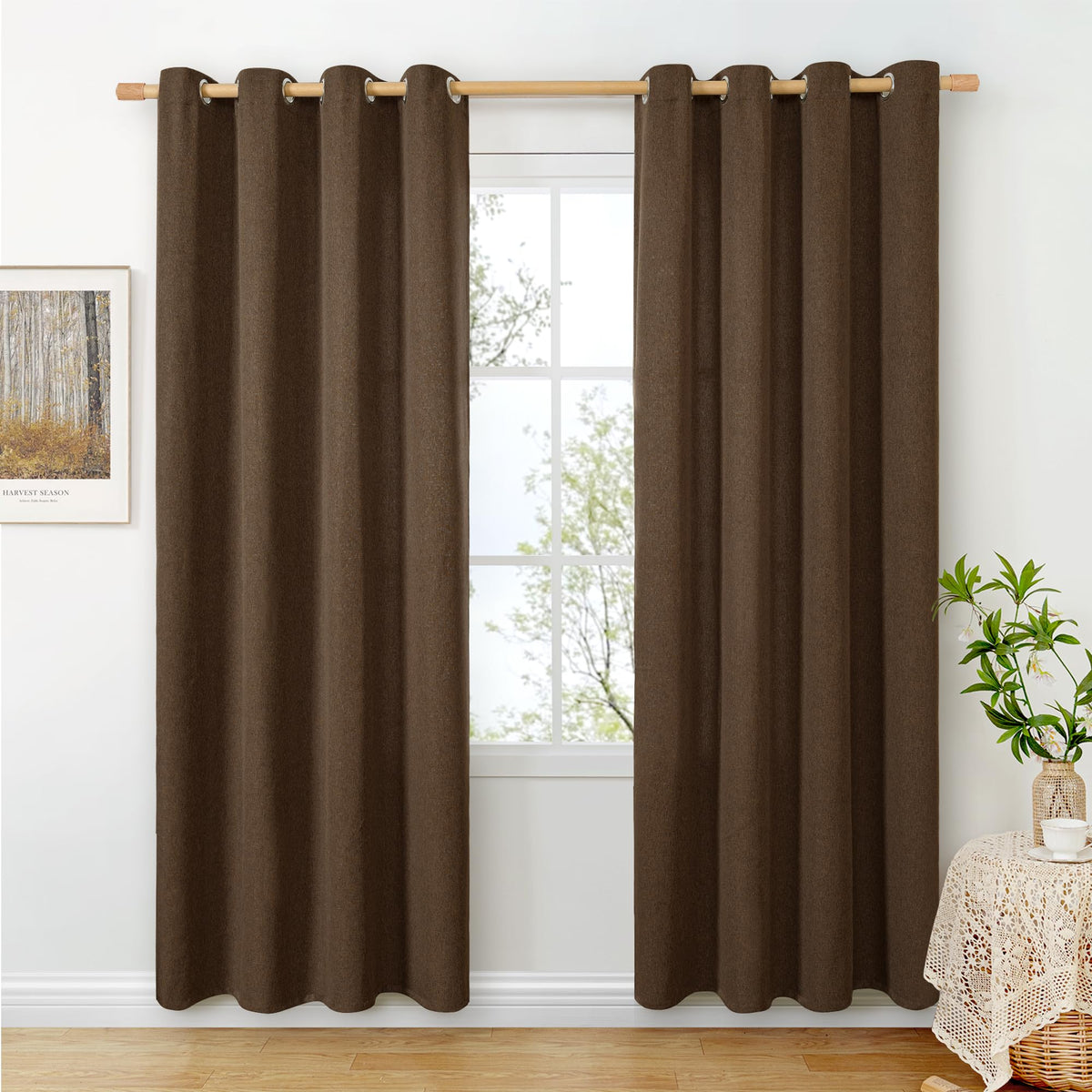 BGment Oatmeal Linen Curtains 84 Inch Length 2 Panels Set for Living Room