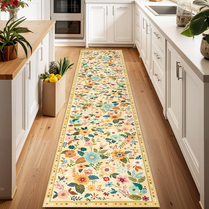 RELEANY Floral Washable 5x7 Area Rugs Pink