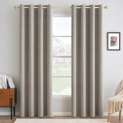 MIULEE 100% Blackout Linen Curtains for Bedroom 52x84 Inches Natural Beige