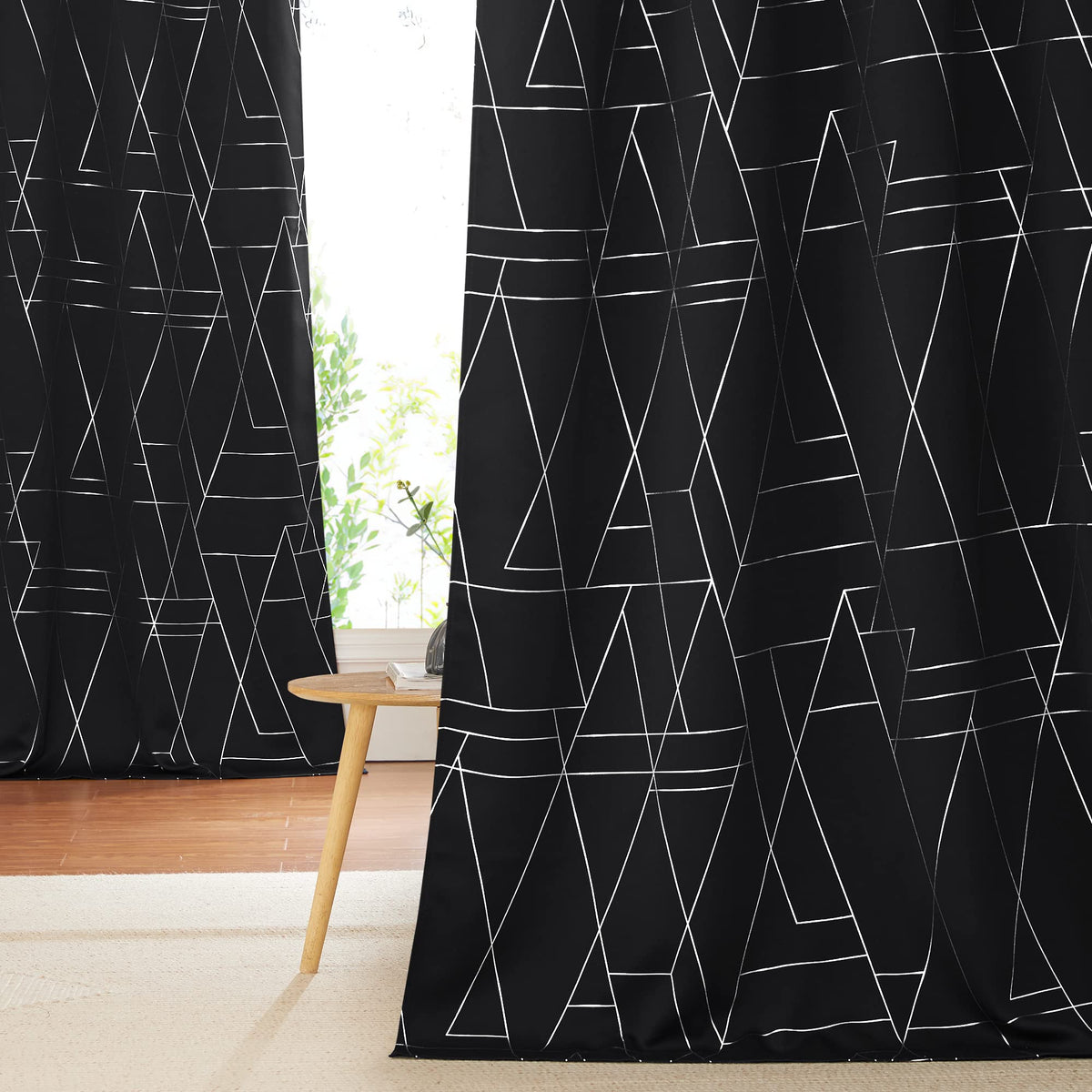 NICETOWN Grey Blackout Striped Pattern Curtains for Living Room, 52 x 84