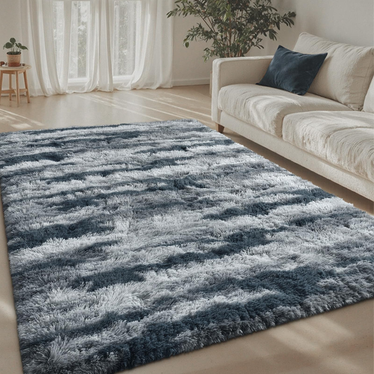 5x7 Black Area Rugs for Living Room, Large Fluffy Shag Bedroom Rugs Non-Slip, Ultra Soft Plush Carpet for Nursery Kids PlayRoom Dorm Office Indoor Modern Carpets