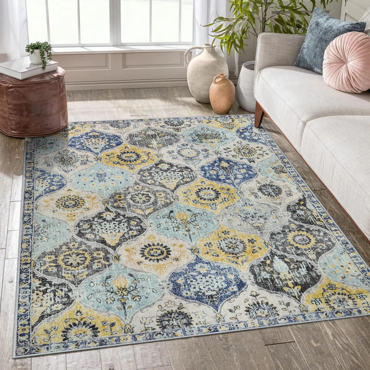Lahome Moroccan Kitchen Rugs Non Slip Washable, 2x4 Rugs for Entryway
