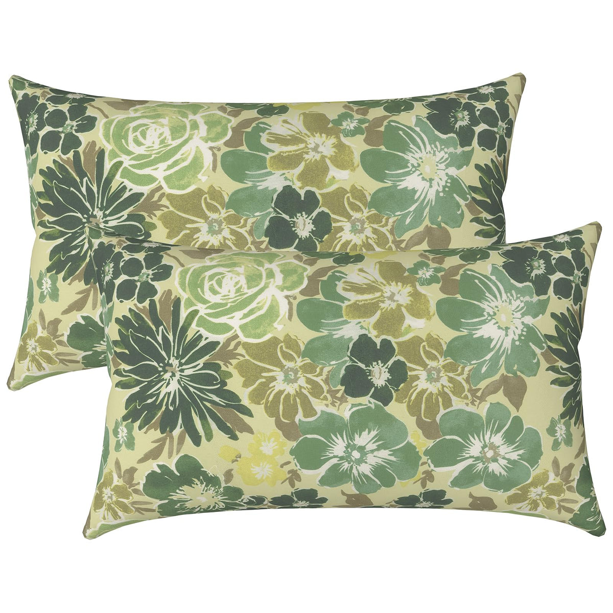 LVTXIII Set of 2 Patio Lumbar Pillows, 12" x 20" Fade Resistant Outdoor Lumbar Pillow with Inners, Fluffy Decorative Garden Lumbar Cushions for Home Patio Coach Sofa Use, Jacobean Black