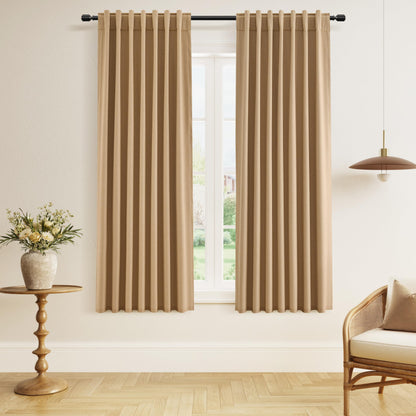 Guken Cream Linen Blackout Curtains 84 Inch Length 2 Panels Set for Living Room Bedroom Back Tab Thermal Insulated 100% Black Out Drapes Room Darkening Window Curtain Ivory Natural Beige