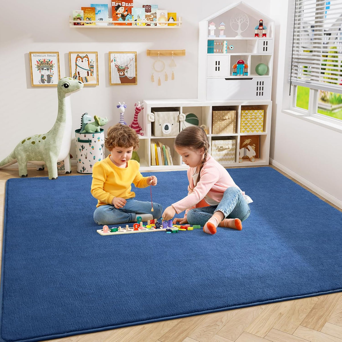 Amearea Modern Area Rugs for Bedroom Living Room, 4x6 Blue Memory Foam Rug