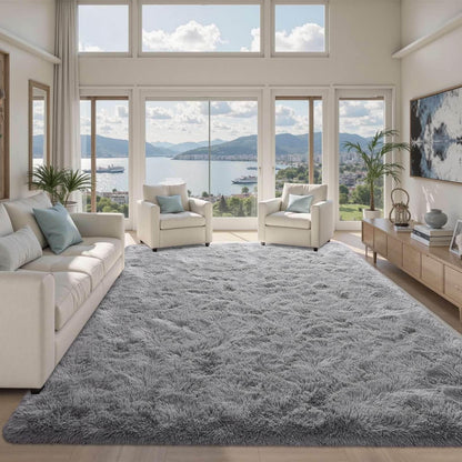 5x7 Black Area Rugs for Living Room, Large Fluffy Shag Bedroom Rugs Non-Slip, Ultra Soft Plush Carpet for Nursery Kids PlayRoom Dorm Office Indoor Modern Carpets
