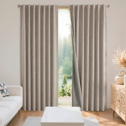 Joydeco 100% Blackout Curtains for Bedroom - Nature Linen 84 Inch Long