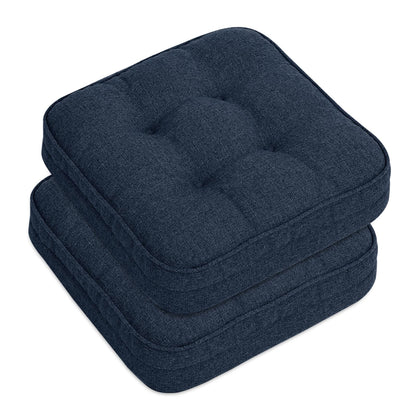 GOFORIT Chair Cushions,Tufted Shredded Memory Foam Chair Pads, Non-Slip Seat Cushions with Removable Cover, 16'' x 16'', Beige