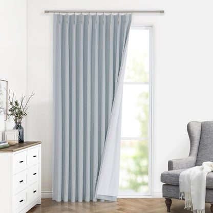 Vision Home Sand Pinch Pleated Full Blackout Curtains Linen Blended Room Darkening Window Curtains 95 inch for Living Room Bedroom Thermal Insulated Pinch Pleat Drapes with Hooks 2 Panel 40" Wx95 L