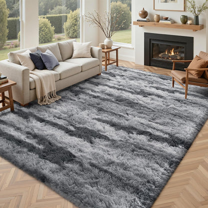 5x7 Black Area Rugs for Living Room, Large Fluffy Shag Bedroom Rugs Non-Slip, Ultra Soft Plush Carpet for Nursery Kids PlayRoom Dorm Office Indoor Modern Carpets