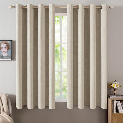 MIULEE 100% Blackout Linen Curtains for Bedroom 52x84 Inches Natural Beige