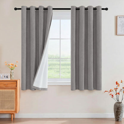 PrinceDeco Natural Linen Curtains 100% Blackout Linen Curtains for Bedroom Full Blackout Curtains 84 Inches Long Living Room Thermal Insulated Light Blocking Curtain Drapes White Backing, 2 Panels