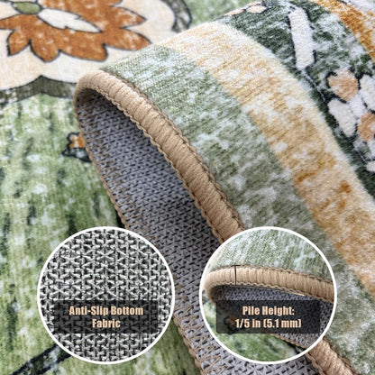 YARNSCAPE 5' x 7' Machine Washable Area Rug, Non-Slip Low-Pile Carpet